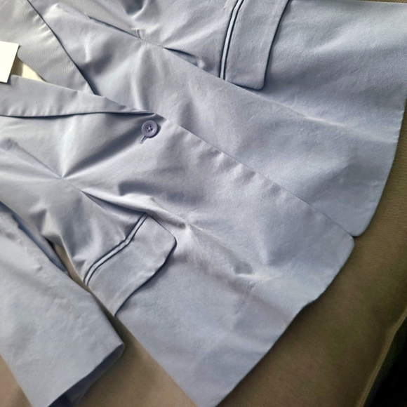 Joie NWT 🏷️ "Nian" Fitted Blue Chambray Oxford Cotton Blazer Pockets Jacket 4 - Picture 14 of 16